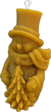 Bougie bonhomme de neige en cire d'abeille