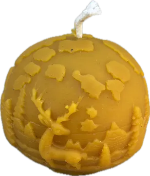 Bougie boule décor en cire d'abeille
