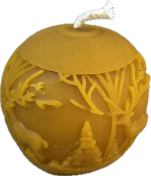 Bougie boule branches en cire d'abeille